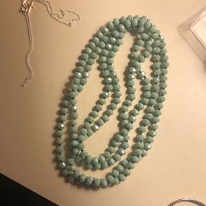 mint green bead necklace